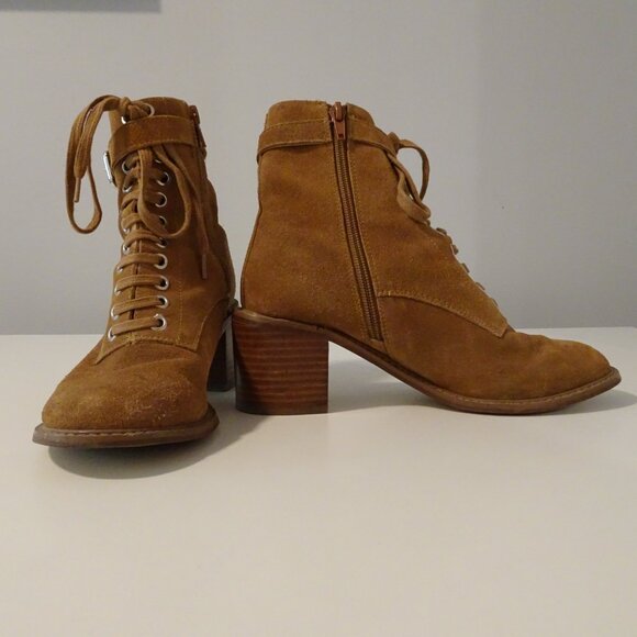 Urban Outfitters Karen Suede Lace-up Ankle Boots | Tan | Size 6 - Picture 3 of 13